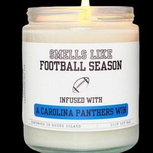 Regalo de fútbol de los Carolina Panthers / Vela para el día del partido de los Panthers / Regalos para él / Vela de regalo de la NFL / Regalo de fútbol americano / Vela para el día del partido de la suerte
