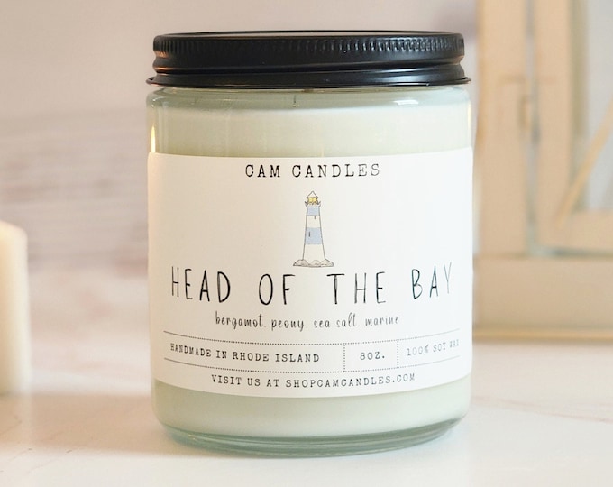 Head Of The Bay, scented candles, soy candles, handmade candles, gifts for her, gifts for him,