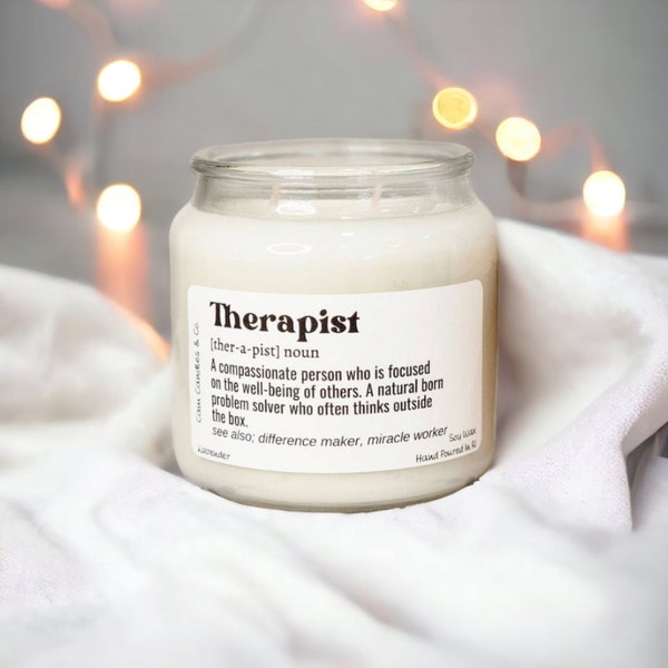 Therapist definition, gift for therapist, candle favors, therapist gift, handmade candles, scented candles, gifts for her, gifts for him