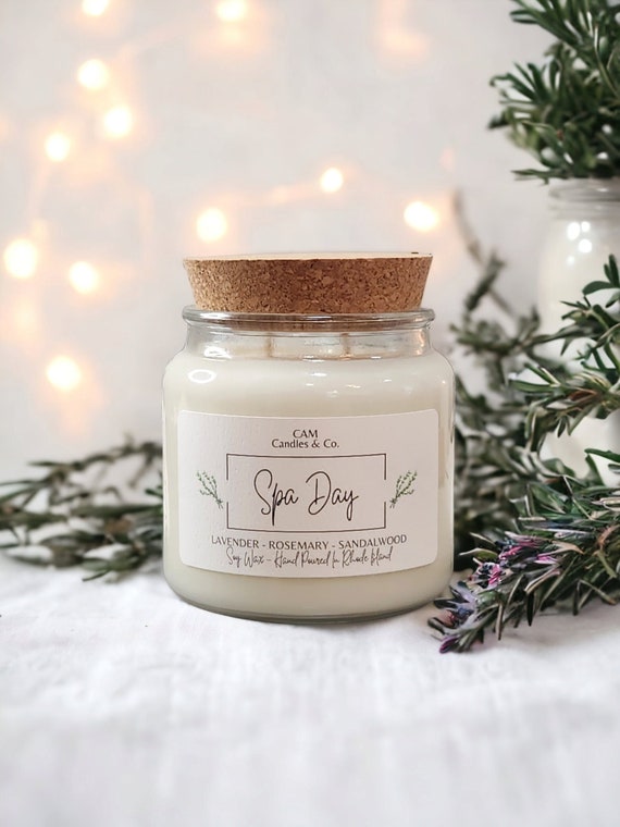 Spa Day Soy Wax Candle, Large Candle, Hand Poured Candles, Homemade Candle,  Candles in Jars, Scented Candle, Soy Candle, Gifts for Her 