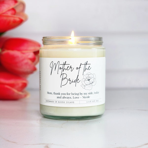 Mother Of The Bride Candle, Personalized Candle, Mother Of The Bride Gift, Wedding Day Candle, Scented Candles, Custom Wedding Gifts