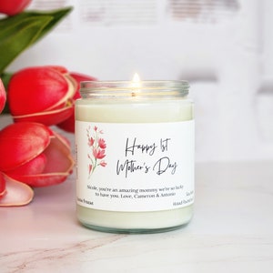 First mothers day gift, happy 1st mother's day, homemade candles, custom mother's day gifts, mother's day candle, gifts for her, jar candle image 1