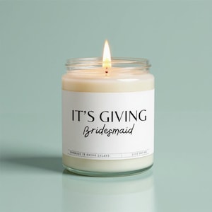 Bridesmaid Proposal Candle: Wedding Party Favor, Soy Wax, Various Scents