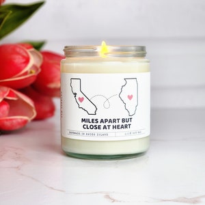 State to state candles, Moving Gift, Thinking Of You Gift, Custom Candle, Long Distance Relationship Gift, Double Wick Candle, vegan candle