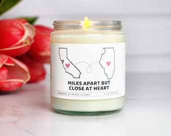 State to state candles, Moving Gift, Thinking Of You Gift, Custom Candle, Long Distance Relationship Gift, Double Wick Candle, vegan candle
