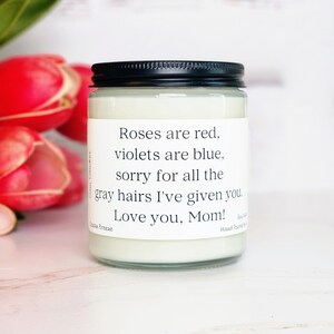 Roses are red, funny mother&#39;s day candle, mother&#39;s day gift, birthday gift for mom, mom&#39;s birthday gift, funny gift for mom, gifts for her