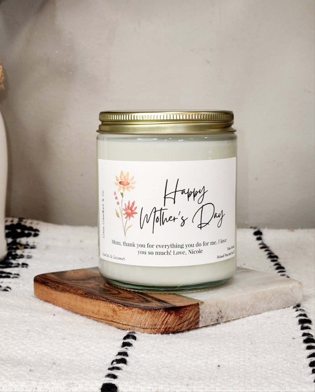 Happy Mother's Day Candle, Candle for Mom, Custom Mother's Day Gifts