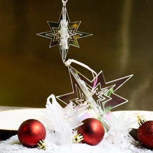 3D Star SVG, fichier découpé au laser, ornement de Noël, téléchargement numérique, fichiers glowforge, pour le décor de Noël, décor saisonnier