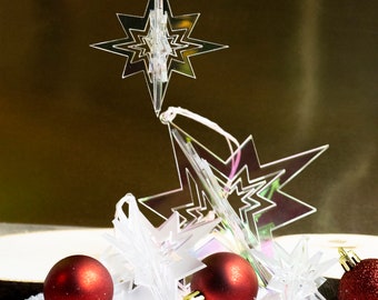 3D Star SVG, file tagliato al laser, ornamento natalizio, download digitale, file glowforge, per decorazioni natalizie, decorazioni stagionali
