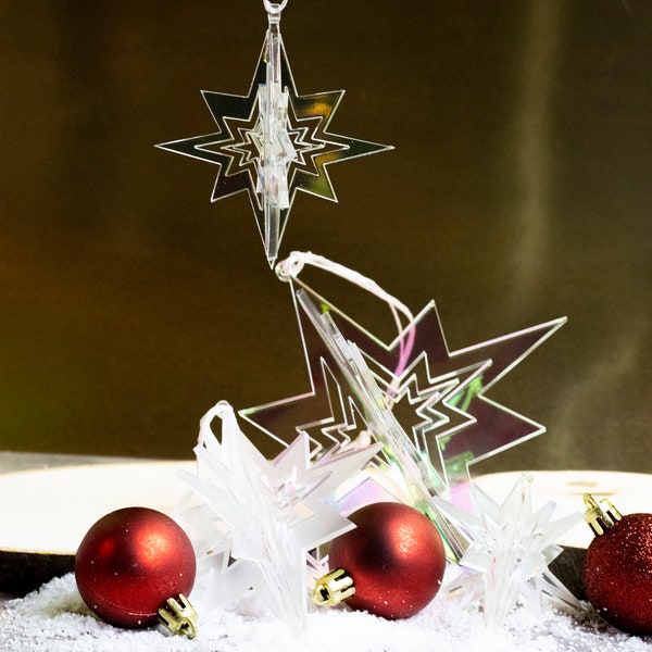 3D Star SVG, laser cut file, Christmas Ornament, Digital Download, glowforge files, for Christmas décor, seasonal decor