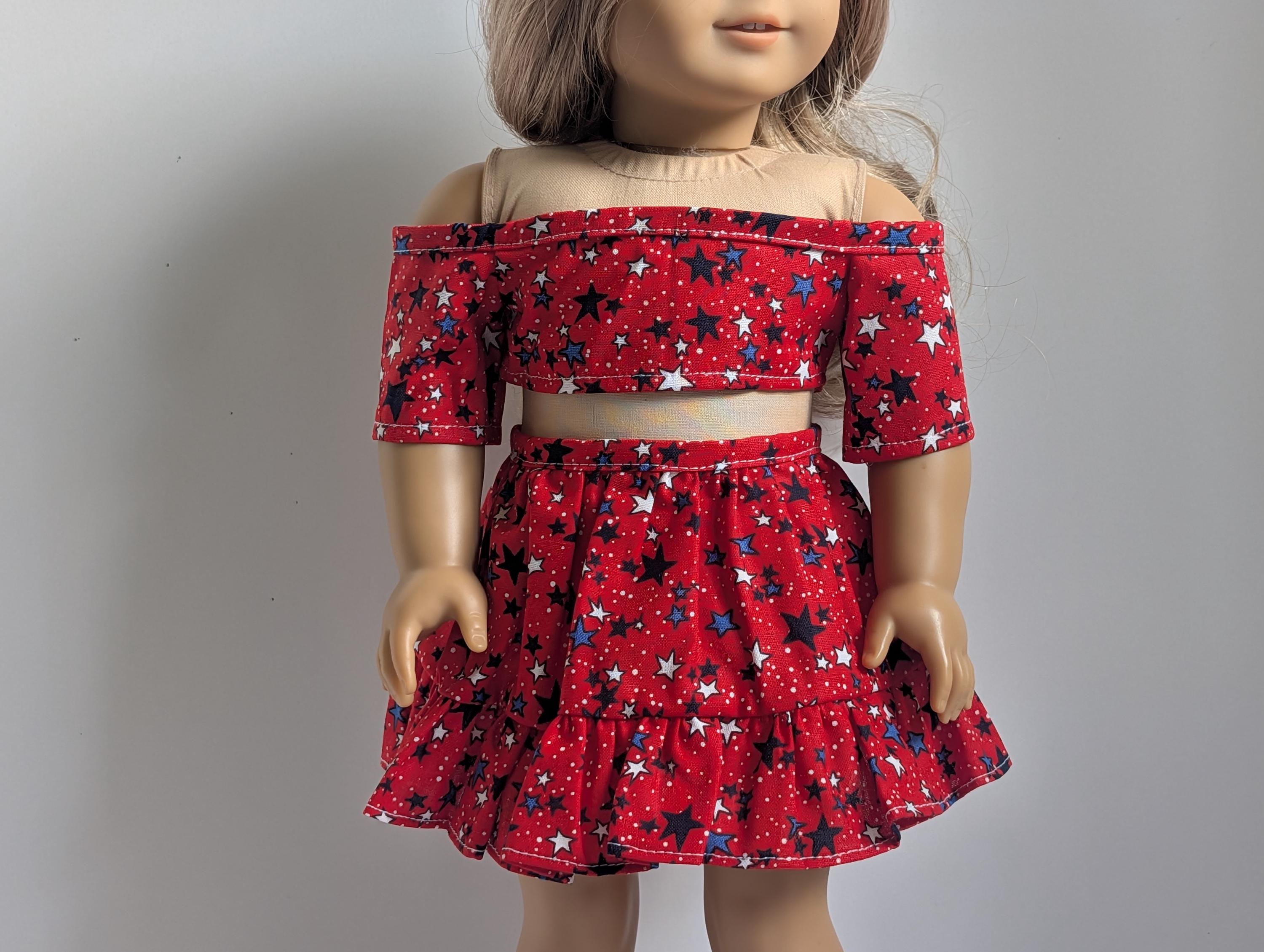Ensemble été Poupée 18 Pouces – Haut Bretelles Et Pantalon Imprimé Floral – Vêtement Pour American Girl – Cadeau Fille