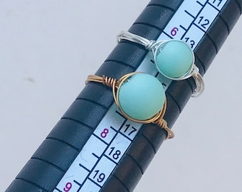 Wire Wrapped Rings, Gold Ring, Silver Ring, Blue Ring, Teal Ring, Silver Jewelry, Gold Jewelry, Blue Jewelry, Rings, Ring, Jewelry