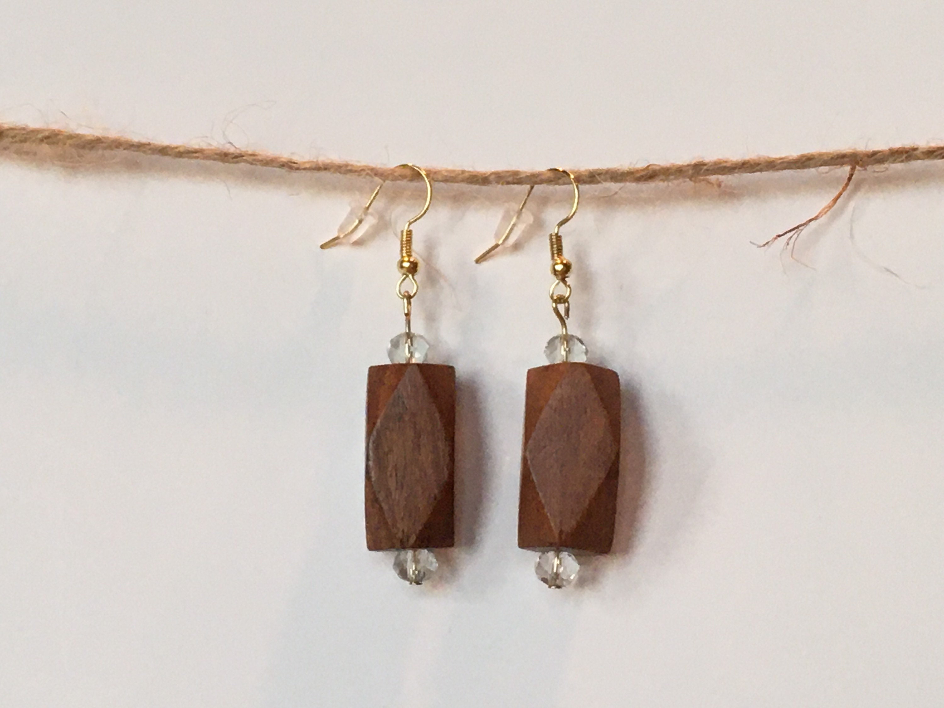 Pendientes de madera pendientes de madera y cristal Etsy España