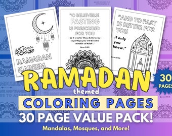 Ramadan målarbilder: Islamiska mandalas, Korancitat (30-sidigt paket) (digital nedladdning)