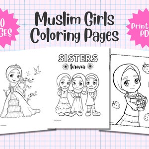 Muslim Girls My Hijab is Beautiful Coloring Pages with Islamic Word Activities 20 Pages Value Pack Eid Ramadan Activity Printable PDF