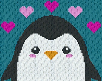 Crochet Pattern Penguin blanket, C2C penguin throw, C2C penguin crochet pattern, written instructions, pdf download