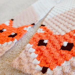 Crochet Pattern Red Fox & Bandit Fox Scarf, C2C fox scarf pattern, 2 patterns 2 sizes included, kids scarf, winter scarf, pdf download image 9