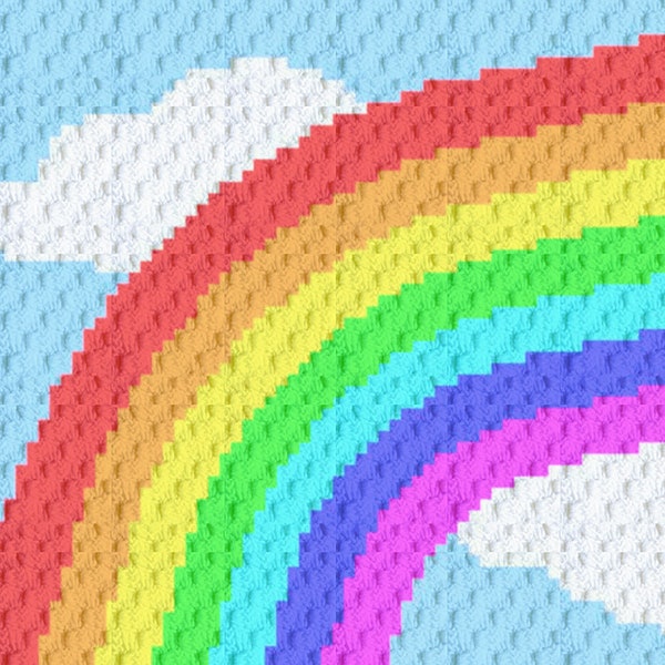 Crochet Pattern Rainbow baby blanket, C2C rainbow, afghan, throw, rainbow wall decor, nursery decor, instant pdf digital download