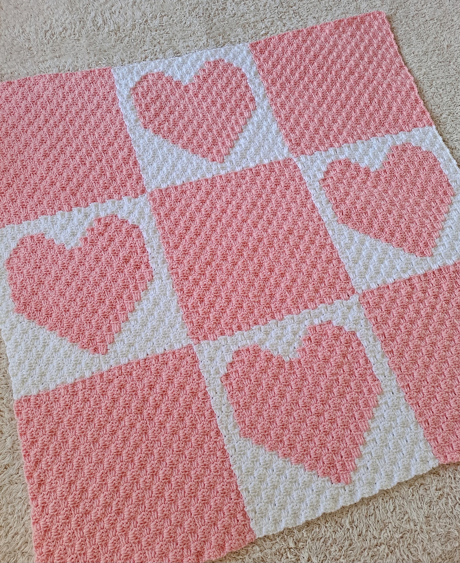 Crochet Pattern Heart C2C Baby Blanket Crochet Pattern Graph Etsy Sweden