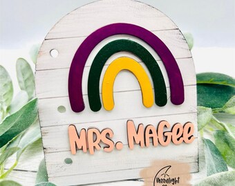Teacher Arch Boho Rainbow Mini sign Laser cut file SVG, Teacher sign laser svg, Classroom svg