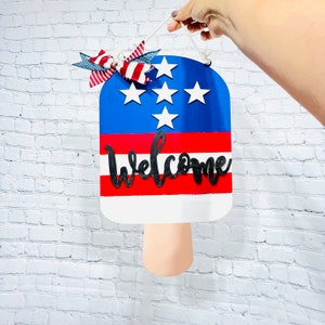 EE. UU. Popsicle Laser cut file, Popsicle Door hanger SVG, Summer Door hanger svg