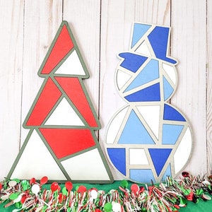 Christmas Bundle Puzzle, Christmas tree puzzle, Snowman Puzzle, Christmas laser cut file bundle, Christmas SVG bundle, laser cut file, svg