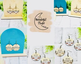 Blessed Mama Earrings SVG, Floral Earrings svg, Engraved earrings cut file, Mother's Day earrings cut file, Laser svg