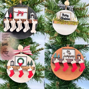 Adornos de granja moderna SVG, Casa de campo Navidad svg, Adorno de shiplap svg, Adorno de chimenea svg, Viga de chimenea svg, Nombre ornamentos sv