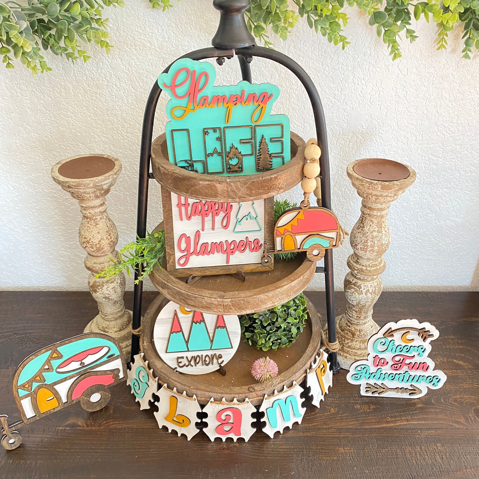 Glamping Tiered Tray Cut File, Camping Themed Cut File, Glamping Life ...