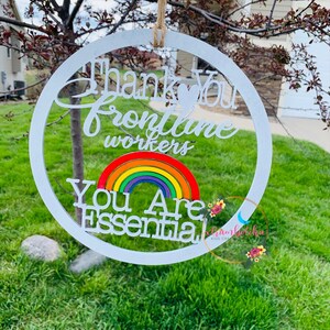 Thank you Frontline Workers cut file, Thank you Frontline Workers SVG, Thank you Frontline Workers Door Wreath, Glowforge cut file, CNC File