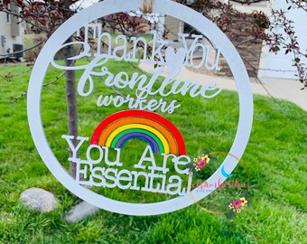 Thank you Frontline Workers cut file, Thank you Frontline Workers SVG, Thank you Frontline Workers Door Wreath, Glowforge cut file, CNC File