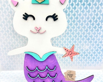 Mermaid Cat Diy kit laser svg