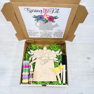 Kit de bricolaje de primavera con carta de instrucciones incluida lima de corte, kit de bricolaje floral de lata de riego svg, archivo de corte de resorte, archivo de corte láser de primavera svg