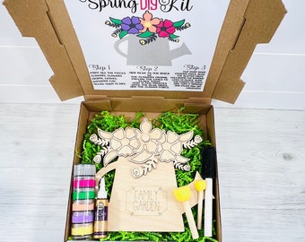 Spring DIY kit with instructions letter included cut file, Watering can floral DIY kit svg, Spring cut file, Spring laser cut file svg