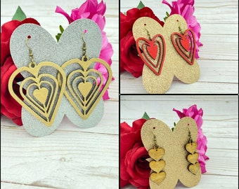Pendientes de corazón Archivo de corte láser, Paquete de pendientes de San Valentín, Paquete de pendientes de corazón, Archivo de corte láser de Valentines Glowforge, Archivo de corte con láser, Vector