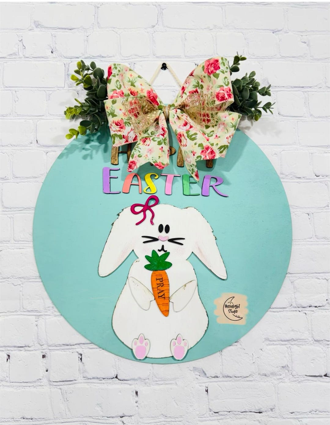 Happy Easter Door Hanger Laser Cut SVG, Cute Bunny Laser Cut File ...