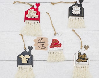Boho Macrame Home Ornament laser cut file, macrame home svg, Monogram Home Ornament svg, Boho Macrame Monogram Ornaments Bundle