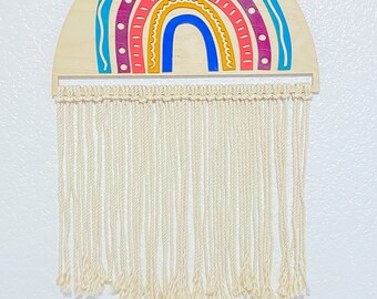 Boho Rainbow Macrame Wall art laser cut file, Rainbow sign laser file, Rainbow wall hanger, Glowforge boho rainbow, Glowforge rainbow