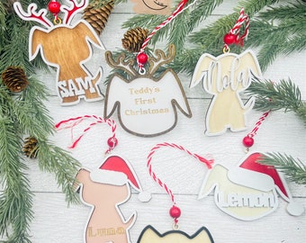 Dog Ornaments SVG, Dog Santa Ornaments SVG, Dog Deer Ornament svg, Dog antlers ornament svg, Dog Ornaments Bundle for laser machine