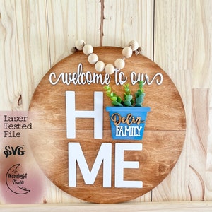 Home Interchangeable Sign SVG, Home Interchangeable Door Hanger Sign laser cut file, All seasons sign cut file, Laser cut file for Interchan