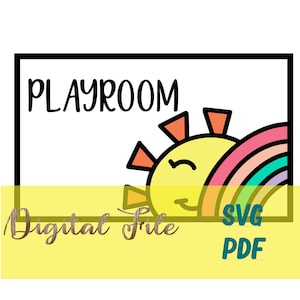 Playroom Sign Laser cut file, Sun and rainbow laser cut file, Laser cut file, Rainbow sign svg file, You are my sunshine laser file, Svg fil