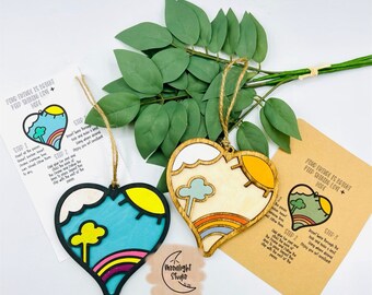 Diy Kit Heart Rainbow Ornament svg with instructions letter included, DIY kit svg,  Rainbow DIY kit svg, hope,Positive Ornament Diy kit svg