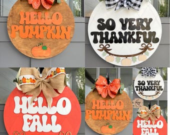 Fall Signs Bundle SVG, Hello Pumpkin SVG, So Very Thankful SVG, Hello Fall Svg, Laser Fall Signs Svg, diamond pattern backer sigs door hange