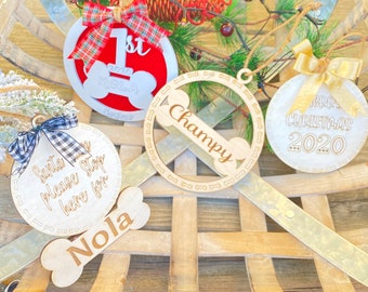 Hunde Ornamente Hund Weihnachten Ornamente Bundle, Hund Ornamente, Santa Pfoten Weihnachten Ornament geschnitten Datei, Laser geschnitten Datei, Glowforge Svg