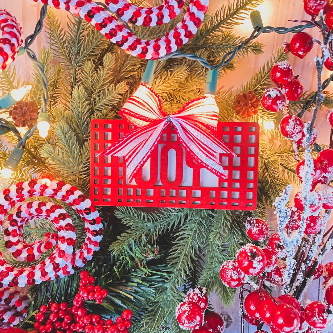 Joy Plaid Sign Laser Cut File, Joy Ornament Laser Cut File, Laser Cut ...