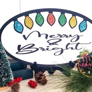 Merry and bright cut file, Merry and bright laser cut file, Merry Christmas cut file, Christmas light bulbs svg, Christmas svg, Laser cut fi