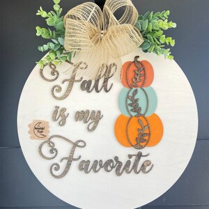 Fall is my favorite door hanger svg, fall door hanger cut file, Stacked pumpkins cut file