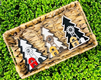 Farm scene ornaments, Farm ornaments, Christmas ornaments, Laser cut file, Glowforge Christmas ornament, Christmas Ornaments layers svg