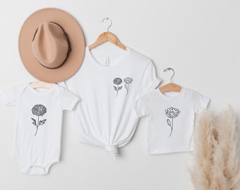 Custom Birth Month Birth Flower Shirt,  Little Wildflower Shirt, Mommy And Me Outfit, Matching Mommy And Me Shirt, Mom and Baby Shirts