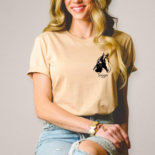 Personalized Horse Face T-shirt, Horse Shirt, Custom Horse Name Tee, Personalized Horse Shirt, Horse Lovers Shirt, Horse Lover Gift Tee